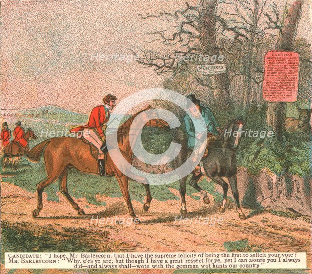 ''Old Fashioned Sporting Pictures, and the Road to Bygone Days; Sporting Anecdote--Fox Hunting versu Creator: Unknown.