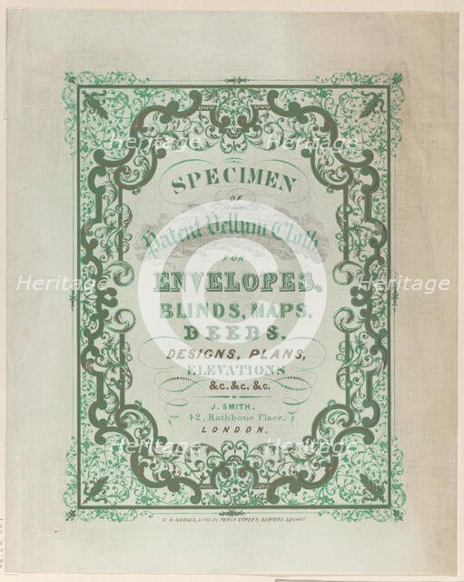 Trade Card for J. Smith, Printer, 19th century. Creator: Anon.