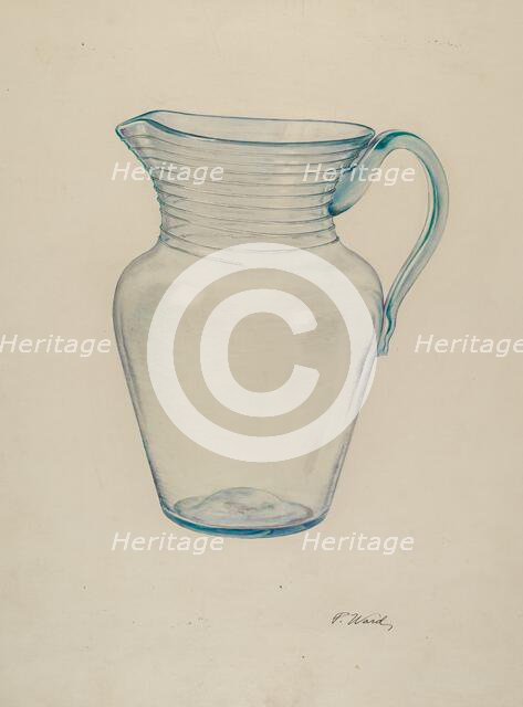 Glass Water Pitcher, c. 1940. Creator: Paul Ward.