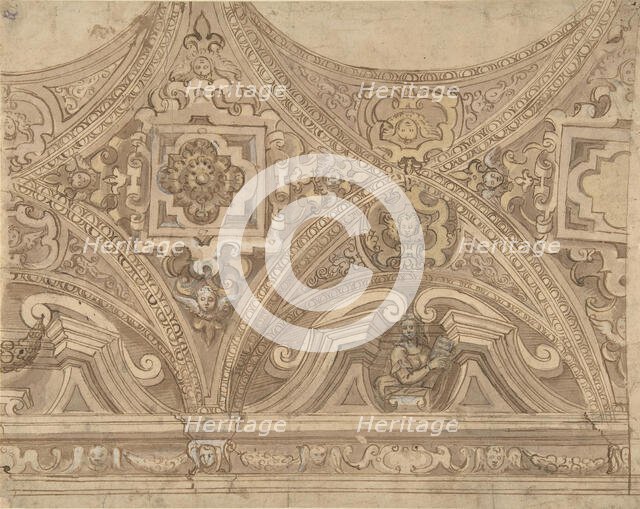Design for part of a Vaulted Ceiling of a Church, 17th century. Creator: Anon.