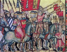 Saracen Hosts going to to war, Miniature in 'Cantigas de Santa Maria' by Alphonse X the Wise, cod…