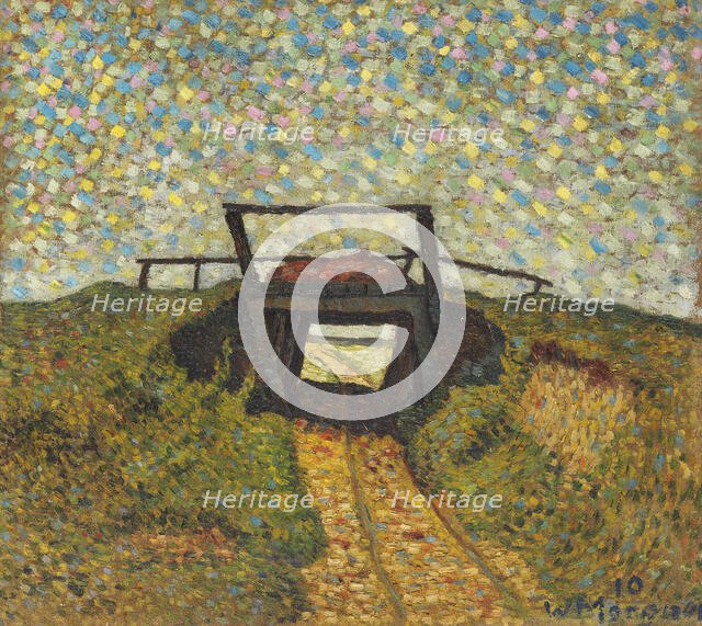 Landscape with a small bridge near Soest, 1910. Creator: Morgner, Wilhelm (1891-1917).