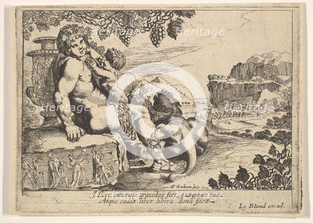 Bacchus, Satyr, and Lion, 1610-42. Creator: Pierre Brebiette.