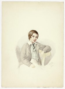 Youth Leaning on Chair, 1852. Creator: Elizabeth Murray.