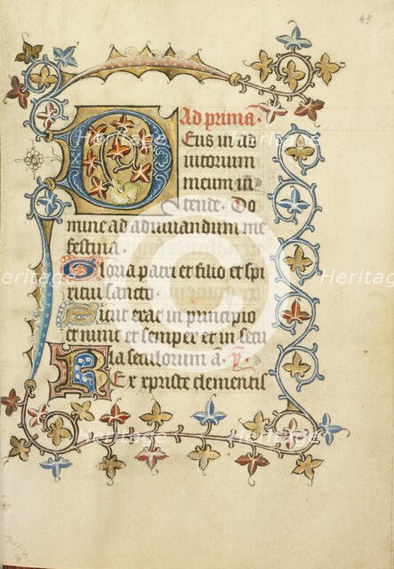 Decorated Initial D; Book of Hours, about 1405-1410. Creator: Unknown.