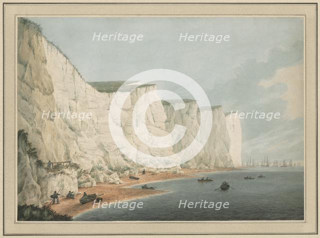 The Fleet Off the Coast, Beachy Head, c. 1790-1805. Creator: Samuel Atkins (British, 1760-1810).