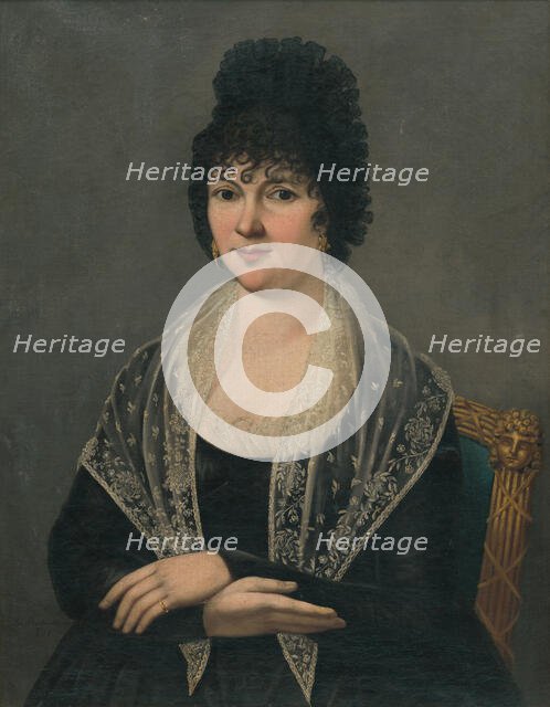 Portrait of a woman in black (Zuzana Steinhübelová, née Mecznerová), 1804. Creator: János Rombauer.