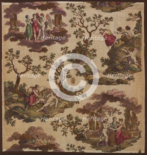 Psyche et L'Armour (The Story of Cupid and Psyche) (Furnishing Fabric), Nantes, c. 1790. Creator: Gorgerat Frères et Cie.