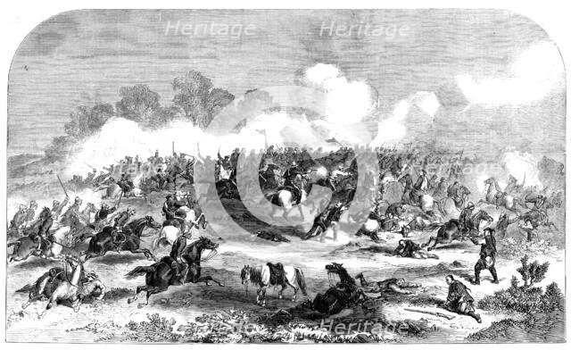 The King's Dragoon Guards closing with the Tartar cavalry in the engagement near Pekin..., 1860. Creator: Unknown.