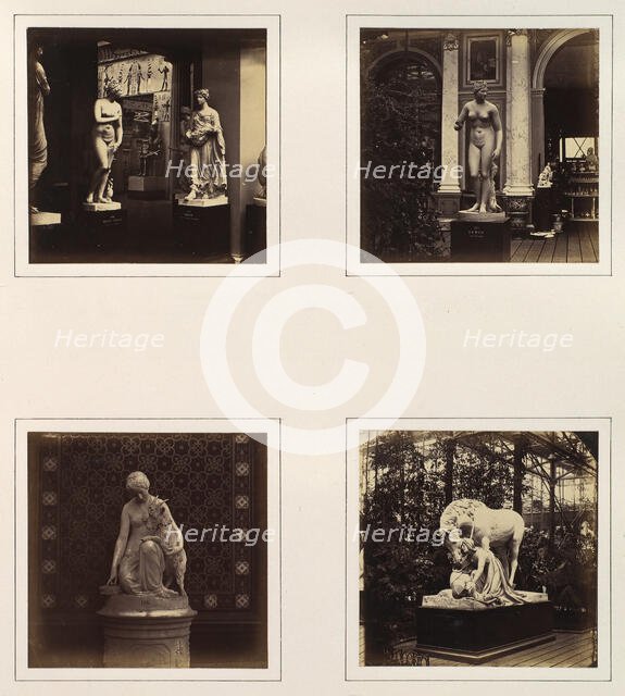 [Sculptures of the Medici Venus and Pomona, Venus, Esmeralda, and the Mourners], ca. 1859. Creator: Attributed to Philip Henry Delamotte.