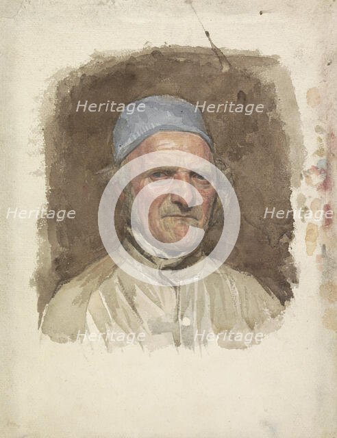 Man's portrait, with blue cap, 1874-1925. Creator: Jan Veth.