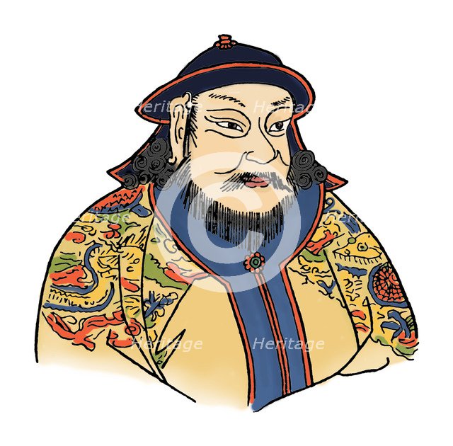 Kublai Khan (1215-1294) of the Mongol Empire and founder of the Yuan Dynasty, 1912. Artist: Unknown.
