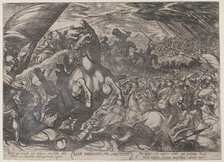 Plate 11: Joshua Ordering the Sun to Stand Still, from 'The Battles of the Ol..., ca. 1590-ca. 1610. Creator: Antonio Tempesta.