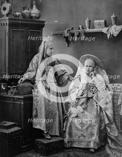 Girls in Russian dress, c1870s-c1880s.  Artist: Andrei Osipovich Karelin
