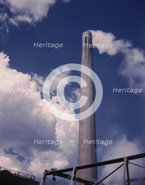 Smoke stack of TVA chemical plant where elemental..., vicinity of Muscle Shoals, Alabama, 1942. Creator: Alfred T Palmer.