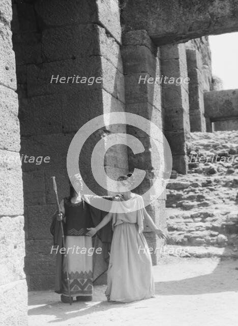 Kanellos dance group at ancient sites in Greece, 1929 Creator: Arnold Genthe.