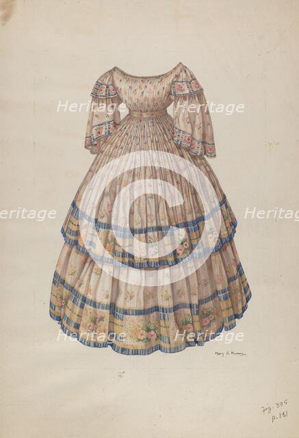 Dress with Hoop Skirt, 1935/1942. Creator: Mary E Humes.