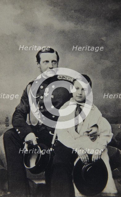 Portrait of Grand Duke Constantin Nikolaevich of Russia (1827-1892) with son Nicholas Constantinovic Artist: Levitsky, Sergei Lvovich (1819-1898)