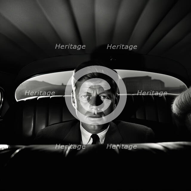 AI IMAGE - Portrait of John F Kennedy in a car, 1960s, (2023).  Creator: Heritage Images.