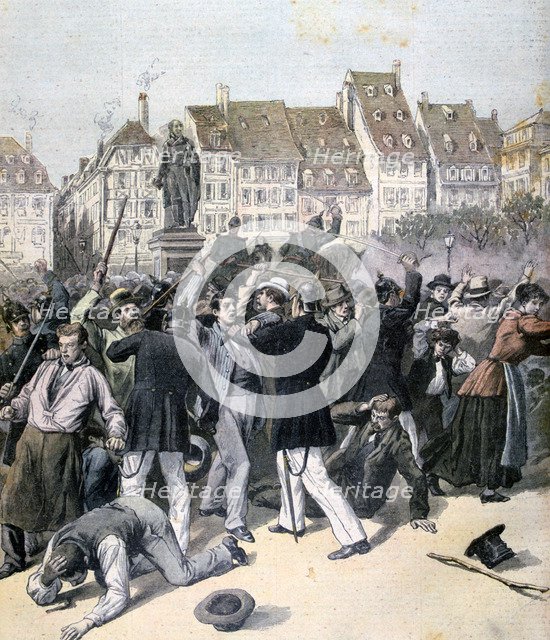 Rioting in Place Kléber, Strasbourg, 1893. Artist: Unknown