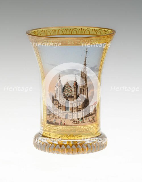 Beaker with St. Stephen's Cathedral, Vienna, Vienna, c. 1830. Creator: Anton Kothgasser.