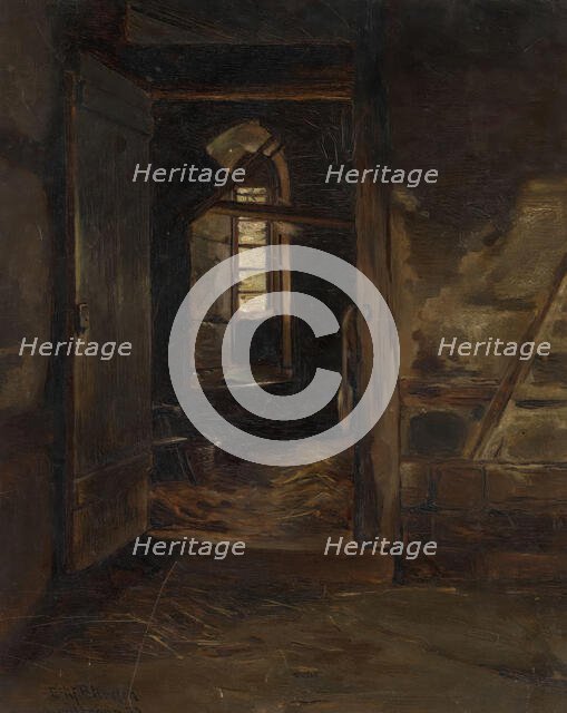 Interior from a Cowshed, 1872. Creator: Eilif Peterssen.