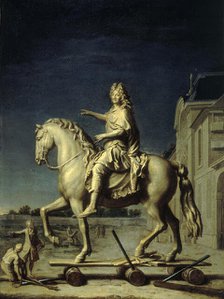 Transport sur la place Louis-le-Grand (actuelle place Vendôme) de la statue de Louis XIV...1699. Creator: Rene-Antoine Houasse.