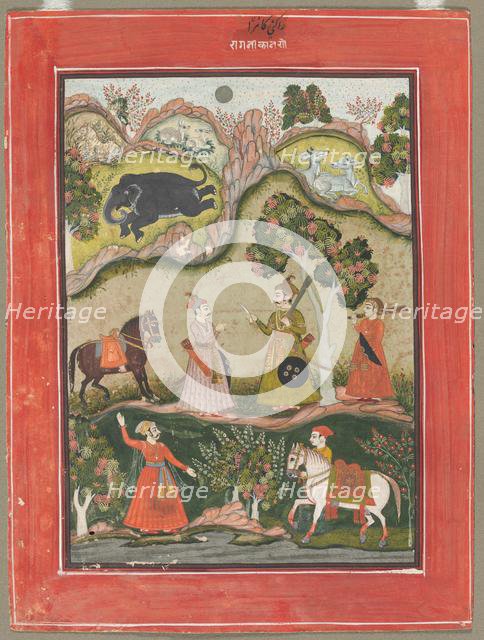 Kanhara Ragini: Song of Inspiration to Krishna for Killing the Elephant Demon..., c. 1760. Creator: Unknown.