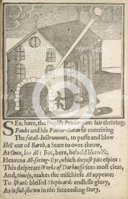 Guy Fawkes and Satan outside the Houses of Parliament, 1617.  Creator: Unknown.