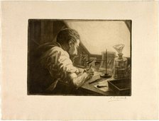 Self-Portrait Preparing an Etching, c. 1890. Creator: Henri-Charles Guerard.