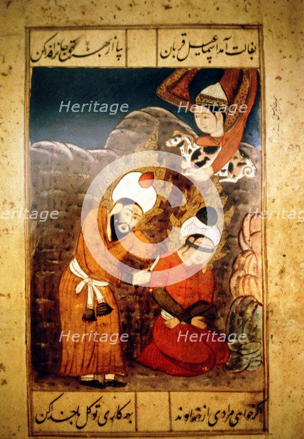 Abraham preparing to sacrifice his son Isaac to God, 18th century. Artist: Unknown