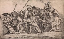 Achilles Removing Patroclus' Body From the Battle, ca. 1547. Creator: Leon Davent.