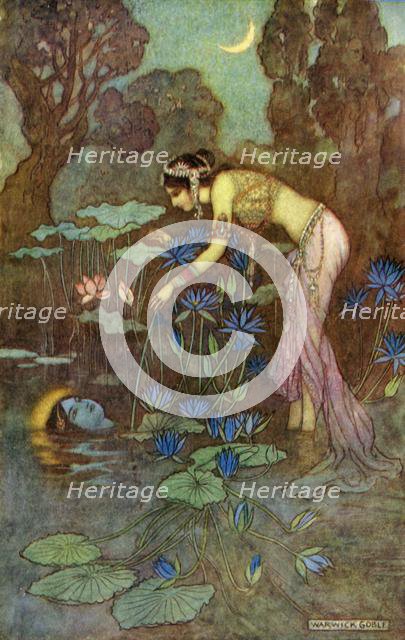'Sita Finds Rama Among Lotus Blooms', 1913. Creator: Warwick Goble.