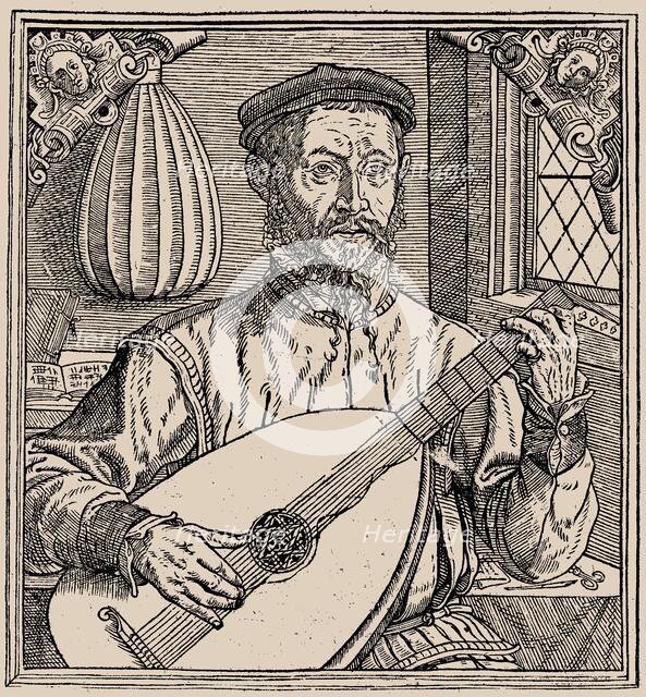 Portrait of the composer and lutenist Sebastian Ochsenkhun (1521-1574), 1558. Creator: Anonymous.