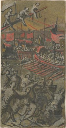 Venetian Ships Attacking Constantinople, 1598/1605. Creator: Domenico Tintoretto.
