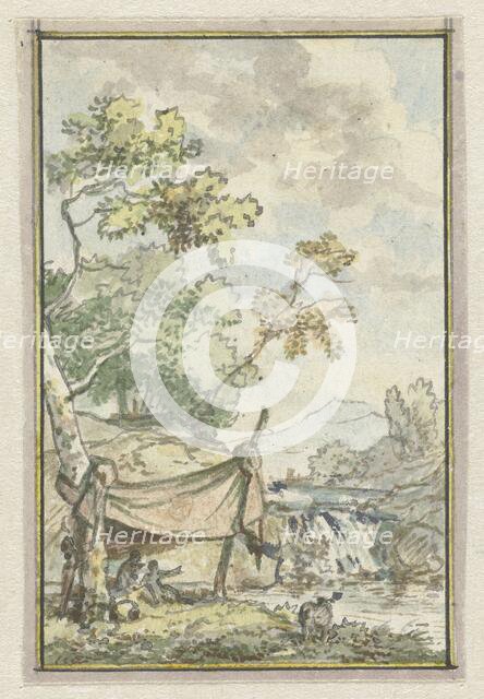 Landscape with waterfall, 1752-1819. Creators: Juriaan Andriessen, Isaac de Moucheron.