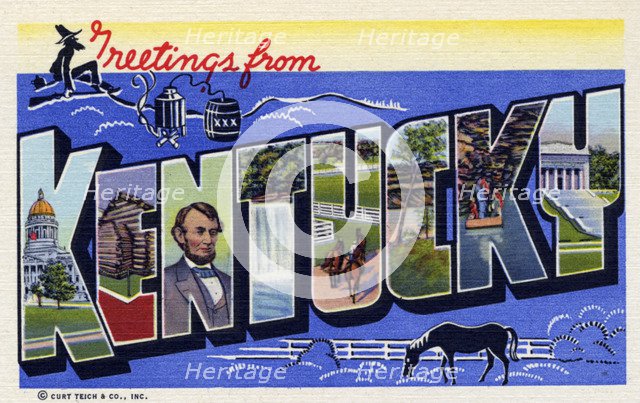 'Greetings from Kentucky', postcard, 1939. Artist: Unknown