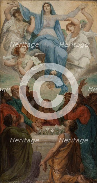 Esquisse pour l'église Saint-Sulpice : L'Assomption de la Vierge, 1869. Creator: Emile Jean Baptiste Philippe Bin.