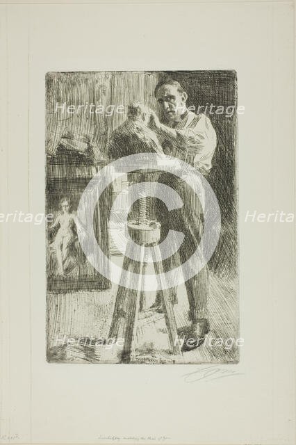 Prince Paul Troubetzkoy I (Whole length), 1908. Creator: Anders Leonard Zorn.