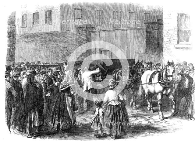 Illustrations of the Flood at Sheffield: burial of the unclaimed dead, 1864. Creator: Unknown.