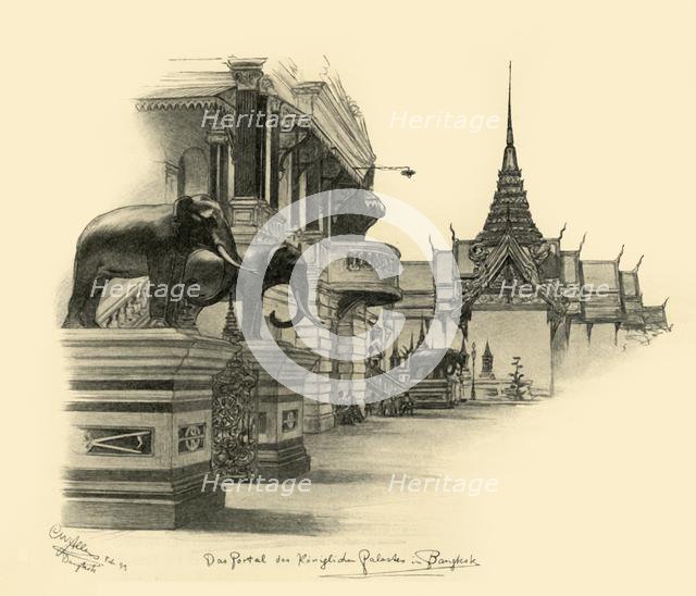 Entrance to the royal palace in Bangkok, Siam, 1898.  Creator: Christian Wilhelm Allers.