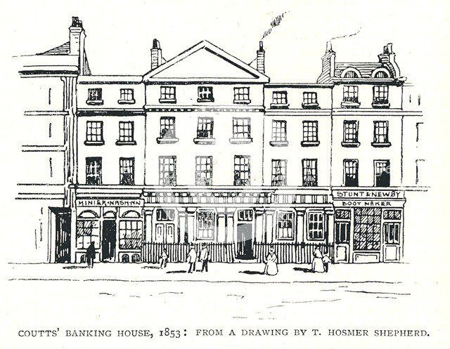 Coutts' Banking House 1853 Artist: Thomas Shepherd.