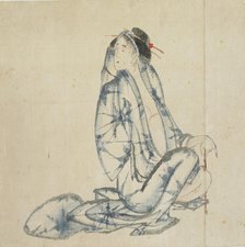 Seated courtesan, late 18th-early 19th century. Creator: Hokusai.