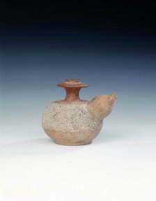 Unglazed pottery kendi with marblised clay panel, Thailand, mid 16th century. Artist: Unknown