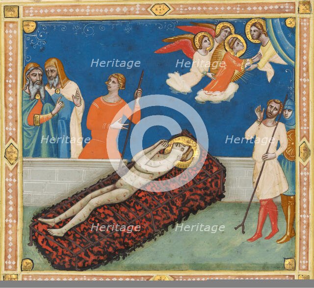 The Martyrdom of Saint Lawrence; Cutting from the Laudario of Sant'Agnese, about 1340. Creator: Pacino di Bonaguida.