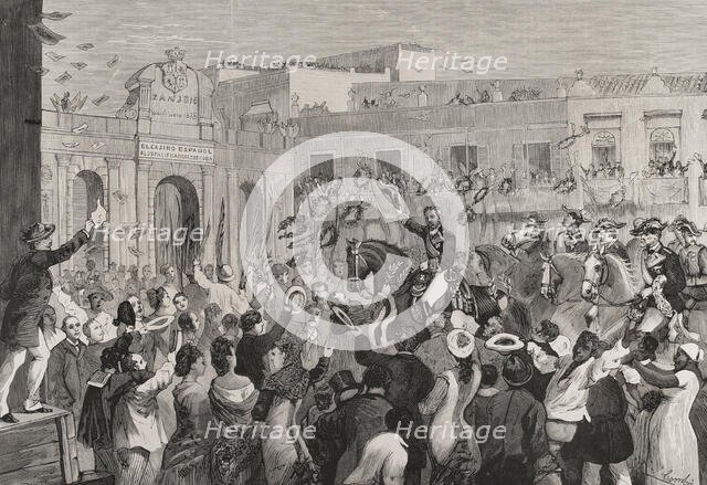 Triumphal entry of Martínez Campos into Havana on June 14, 1878. Creators: Juan Comba García, Andrés Ovejero.