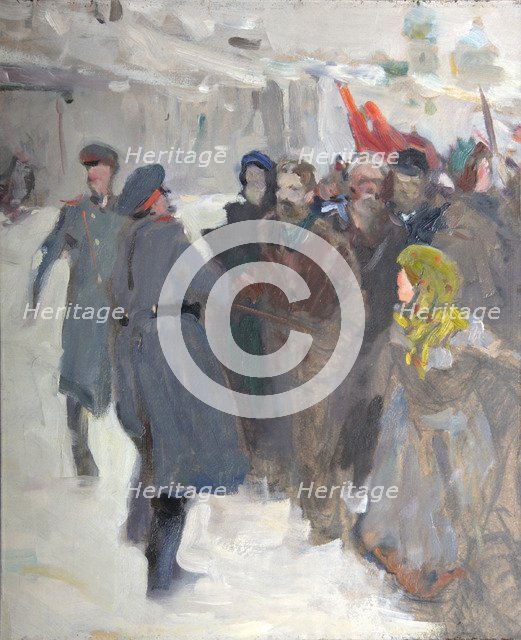 Revolutionary demonstration, 1906. Artist: Serov, Valentin Alexandrovich (1865-1911)
