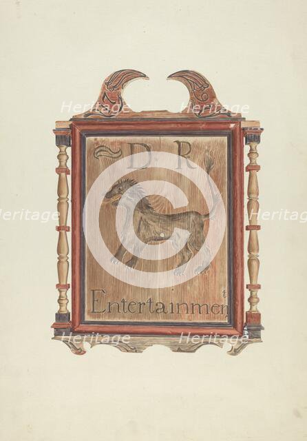 David Reed's Tavern Sign (verso), c. 1938. Creator: Frances Cohen.