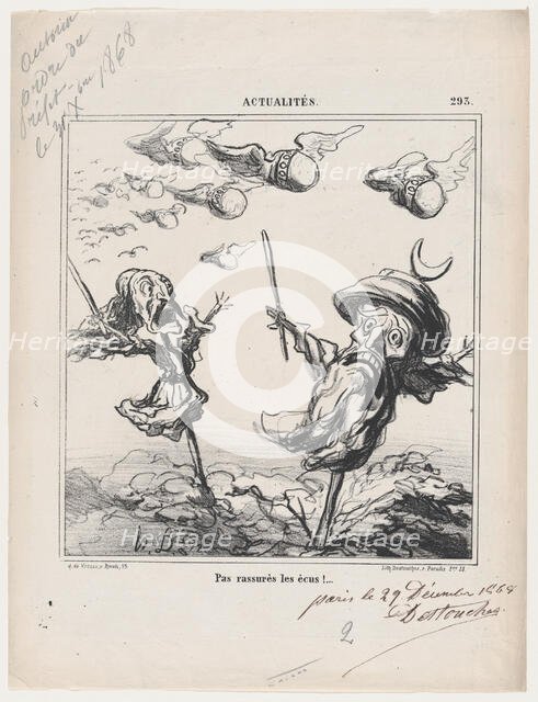Pas rassurés les ècus!, 1869. Creator: Honore Daumier.