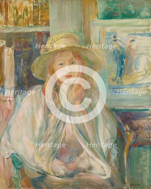 Girl in a straw hat (Fillette au chapeau de paille) , 1892. Creator: Morisot, Berthe (1841-1895).